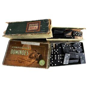 Vintage 1940s domino set of two in original boxes